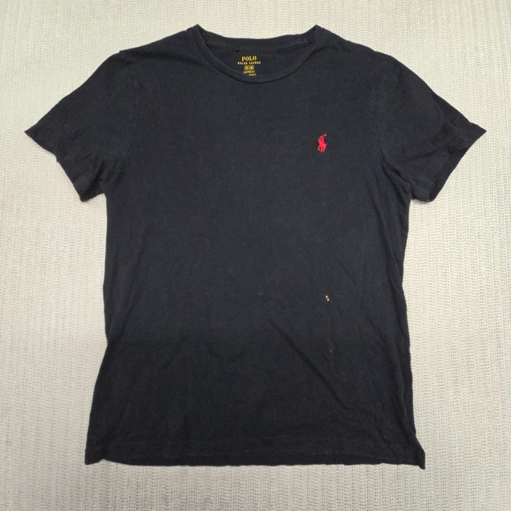Polo Ralph Lauren Shirt Mens Medium Black Short Sleeve Red Pony Logo Crewneck